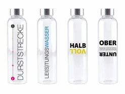 Blitzangebot 🔔 Steuber Glasflasche mit Spruch in silberfarben ⌛