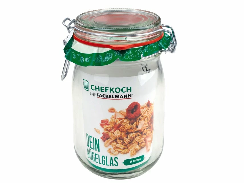 Rabatt ⭐ Chefkoch Einmachglas m. Bügelverschluss 1140 ml in transparent ⭐
