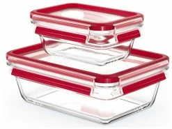 Budget 🧨 2 tlg. Frischhaltedosenset "Clip&Close Glas" in transparent 🔥